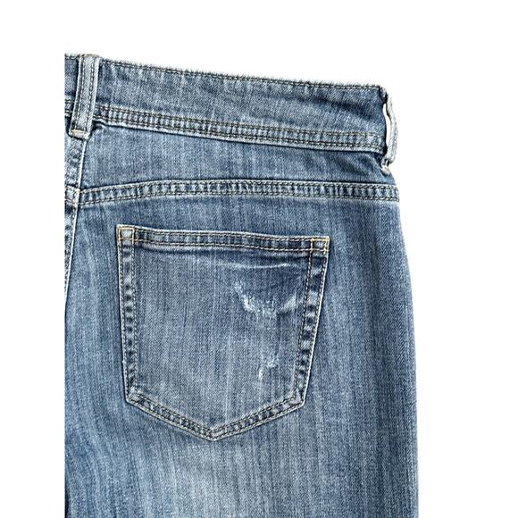 APT 9 Womens Size 4 Distressed Low Rise Relaxed Crop Blue Jeans 27" Inseam - Picture 3 of 6